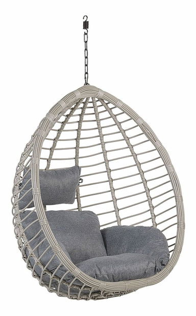 Závěsné křeslo se stojanem TOLIO (polyratan) (šedá)