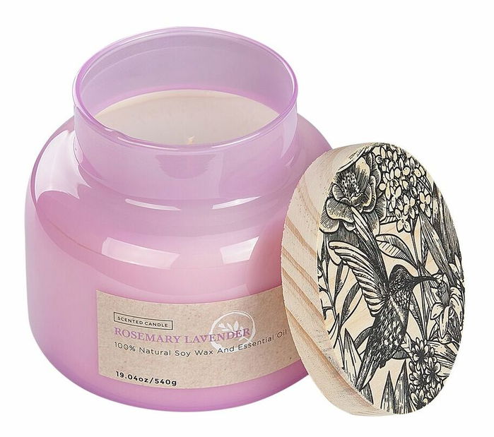 Sójová svíčka s vůní rozmarýnu a levandule Beretta (růžová)