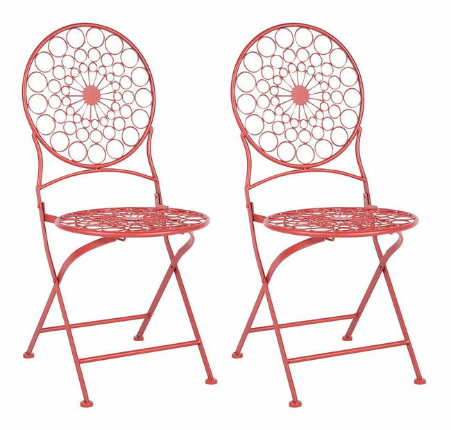 Set 2 ks zahradních židlí Shealee (červená)
