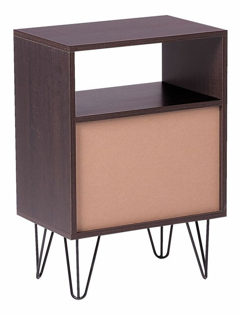 Noční stolek ARVIE (MDF) (tmavé dřevo) (2 zásuvky)