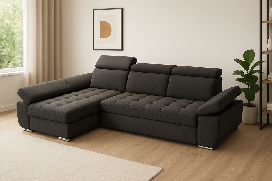 Rohová sedací souprava Belona (tmavě šedá) (L)