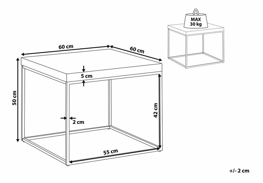 Příruční stolek DELAND (MDF) (světlé dřevo)
