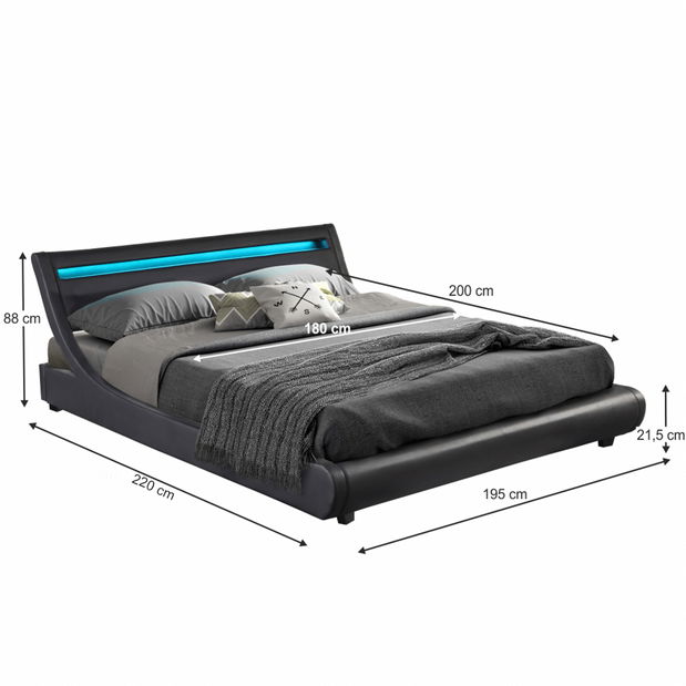 Manželská postel 180 cm Filina (černá) (s roštem)
