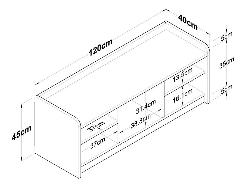 Skříňka na boty Pixie 2 (Bílá + Ořech)