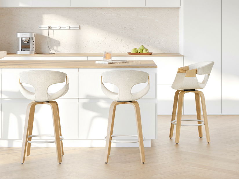 Barová židle Korala (krémová + dub)