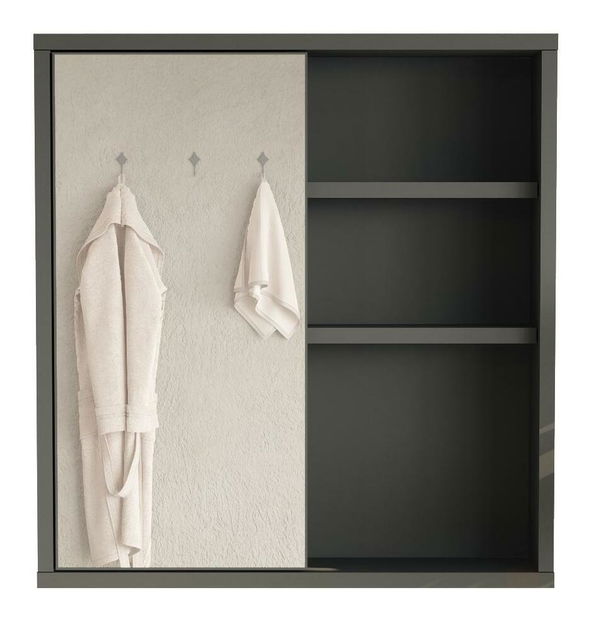 Závěsná koupelnová skříňka Nastoretta (se zrcadlem) (antracit)