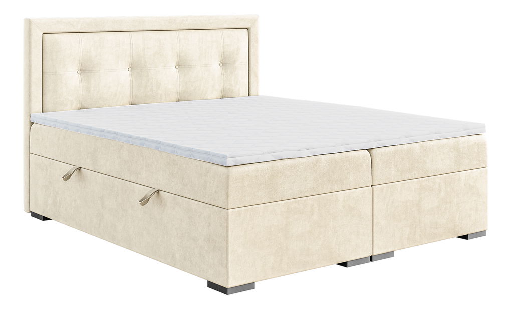 Jednolůžková boxspring postel 120 cm Veronica (krémová) (s matrací a úl. prostorem)