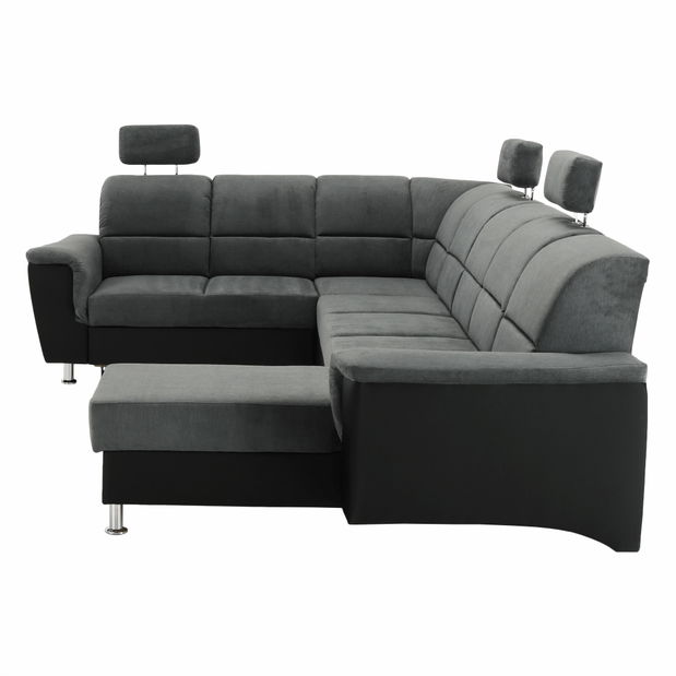 Rohová sedací souprava U Stan (černá + tmavě šedá) (L)