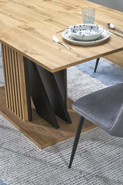 Jídelní stůl Fabiano (dub wotan + černá) (pro 4 až 6 osob)