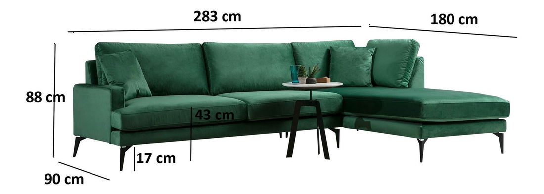 Rohová sedačka Papirolla (P) (zelená + černá)