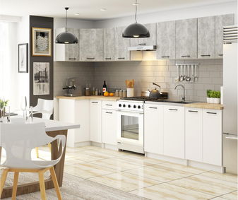 Kuchyně Ozara 1 (bílá + beton)