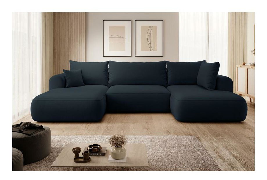 Rohová sedací souprava ve tvaru U Olivo U (P) (modrá + černá)