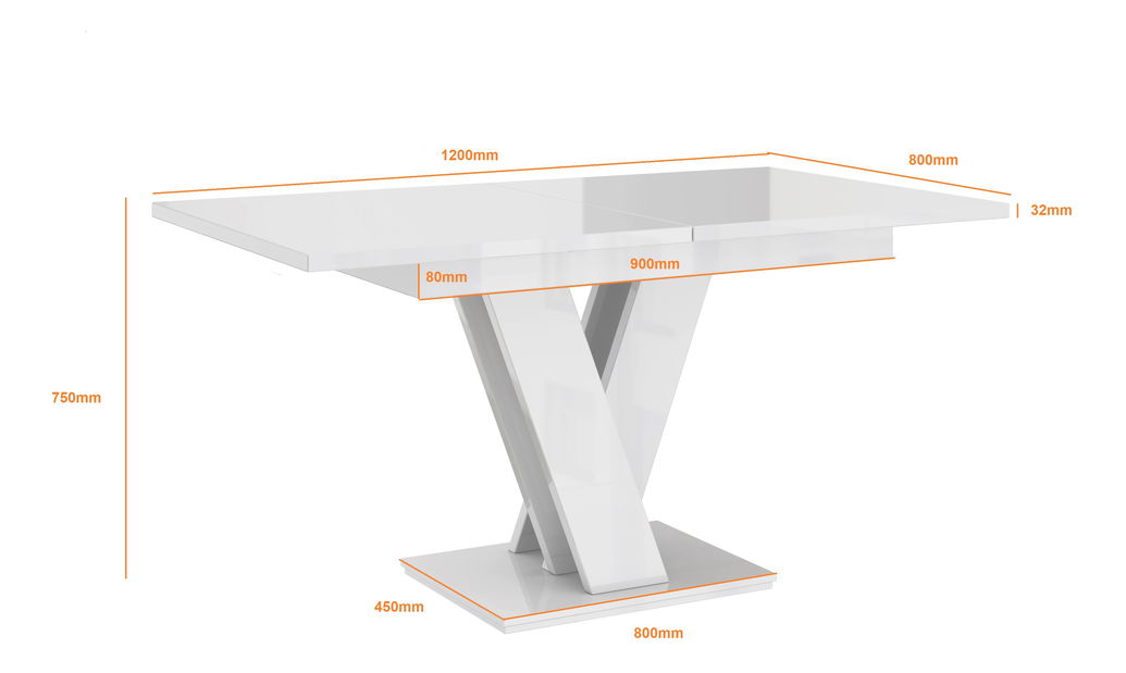 Jídelní stůl Mabea (lesk bílý + lesk černý) (pro 4 až 6 osob)