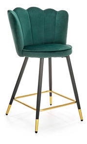 Barová židle Helaine (tmavě zelená + černá + zlatá)