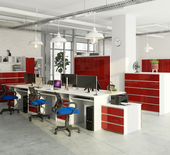 PC stolek Bronte (bílá + červený lesk)