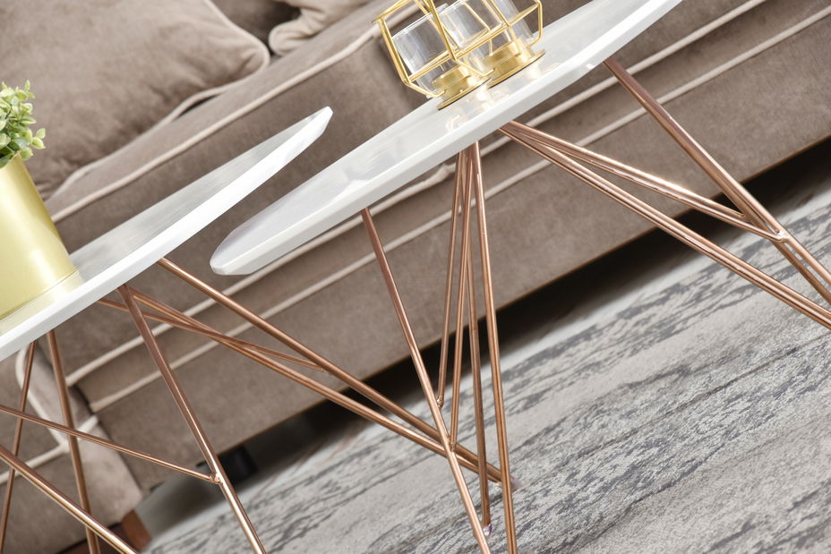 Konferenční stolek Petal Zest Xl2 (bílá + měděná)