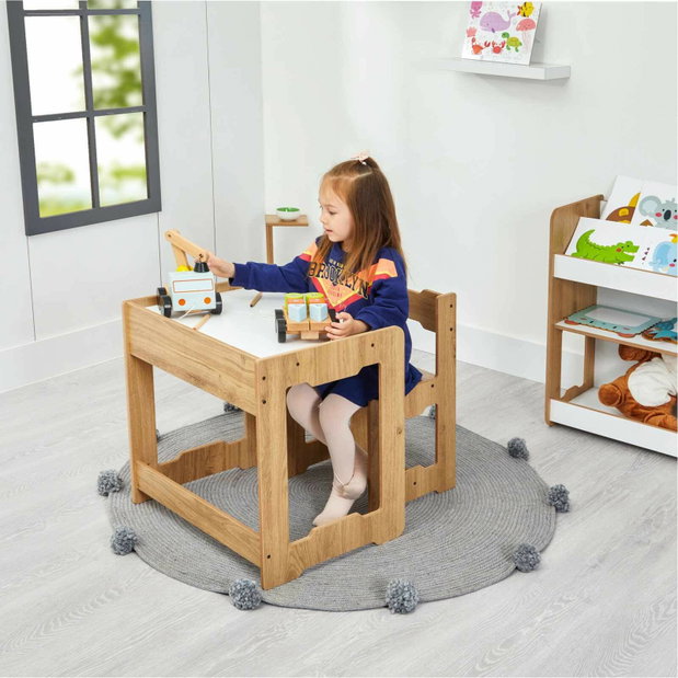 Set dětský stolek a židle Sease 2 (bílá + naturální)