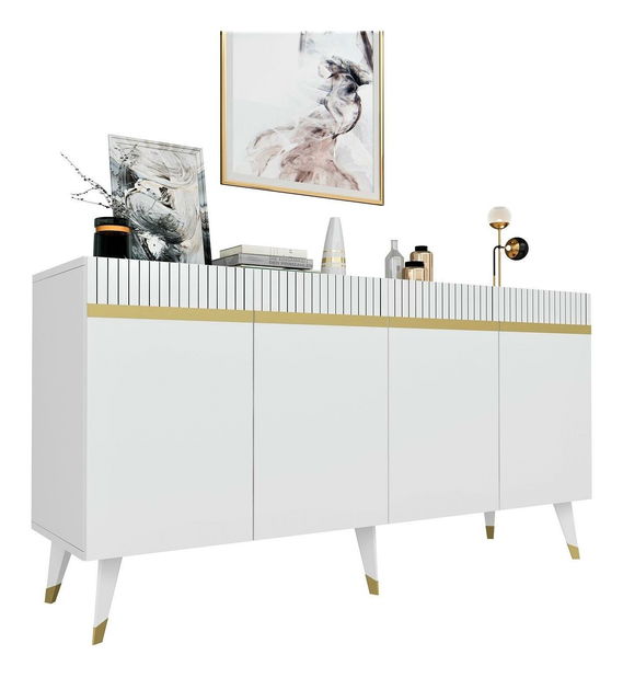 Skříňka Mekebu 2 (bílá + zlatá)