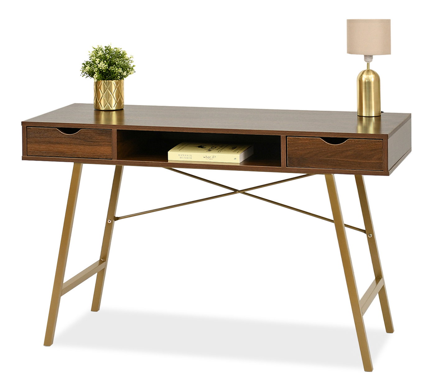 PC stolek Gavon (ořech + zlatá)