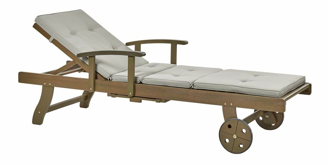 Zahradní lehátko Amati (tmavé dřevo + šedobéžová)
