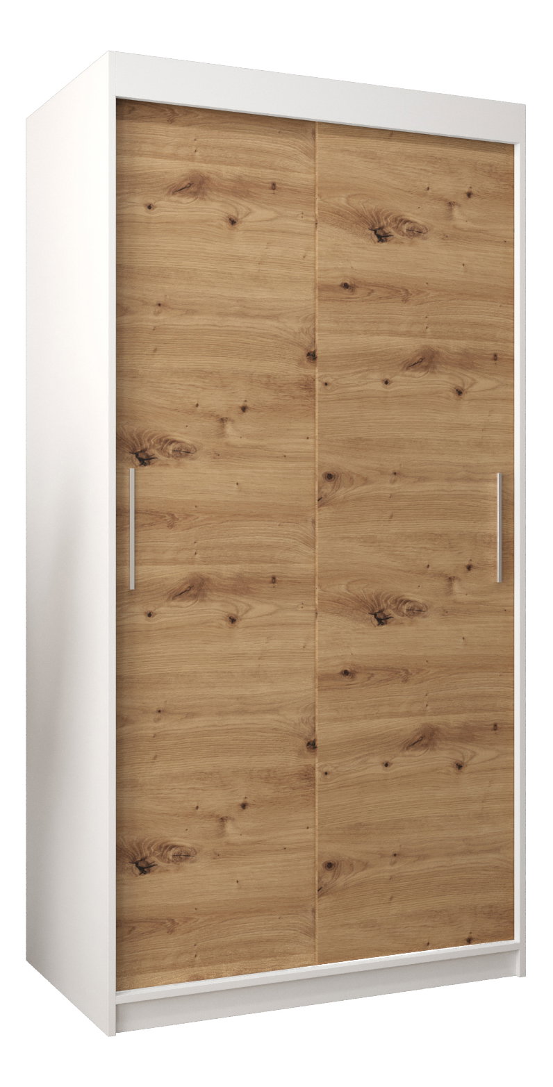 Šatní skříň 100 cm Toki (Bílá matná + Dub artisan)