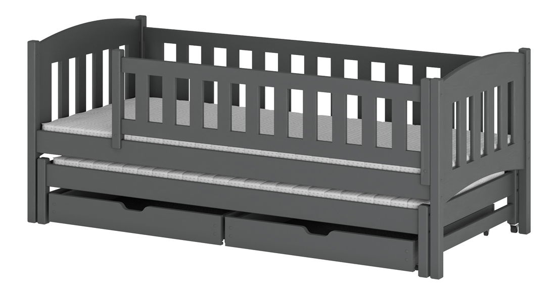 Dětská postel 90 cm Amalia (s roštem a úl. prostorem) (grafit)