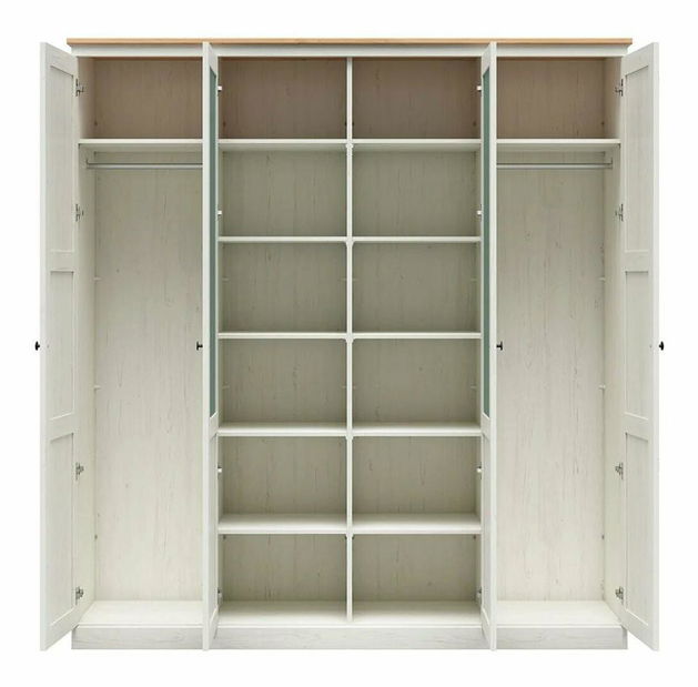 Šatní skříň BRW Frija 6 (borovice andersen bílá + dub artisan) (se zrcadlem)