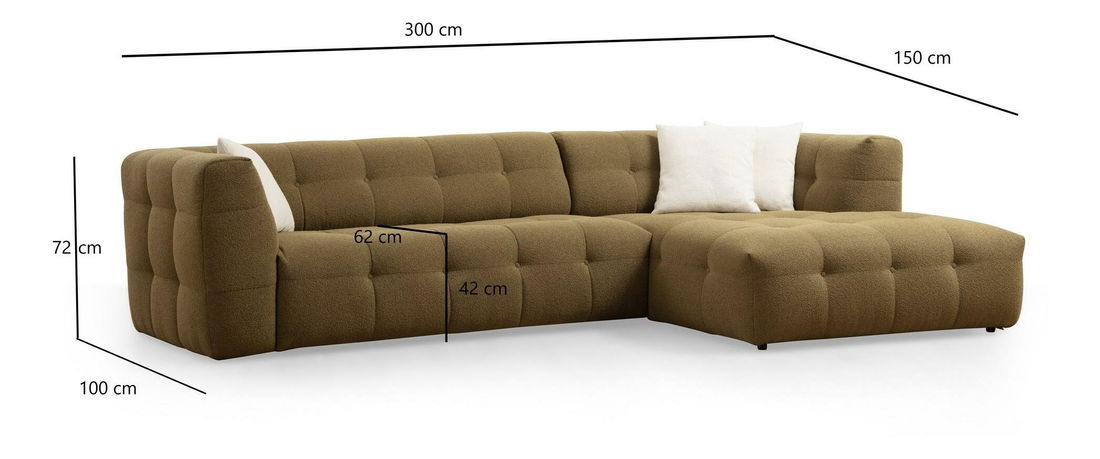 Rohová sedačka Cadellona (P) (khaki)