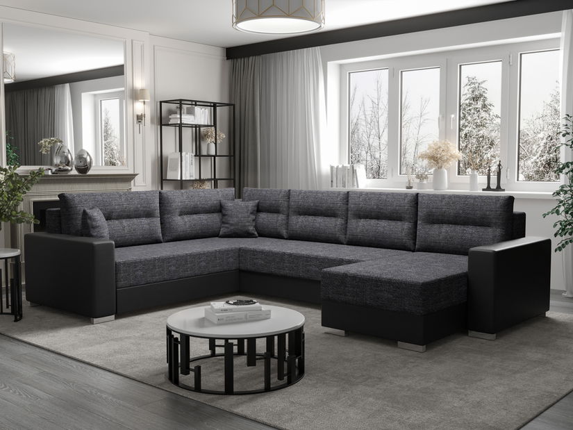 Rohová sedačka ve tvaru U Glide 3 (světle šedá + tmavě šedá) (L)