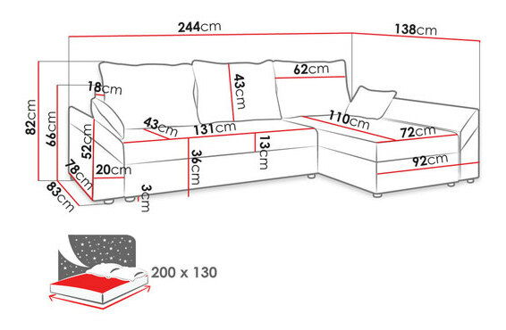 Rozkládací pohovka s úložným prostorem Marmar (hnědá)