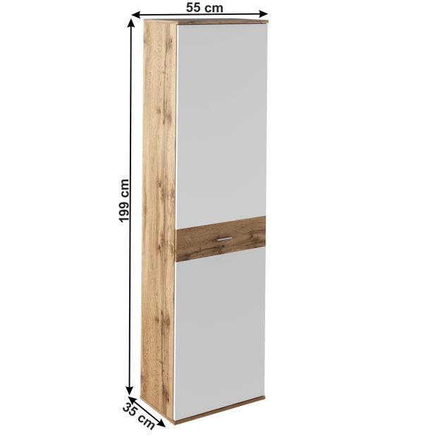 Úzka šatní skříň Cyrio typ 2 (dub wotan + bílá) *výprodej