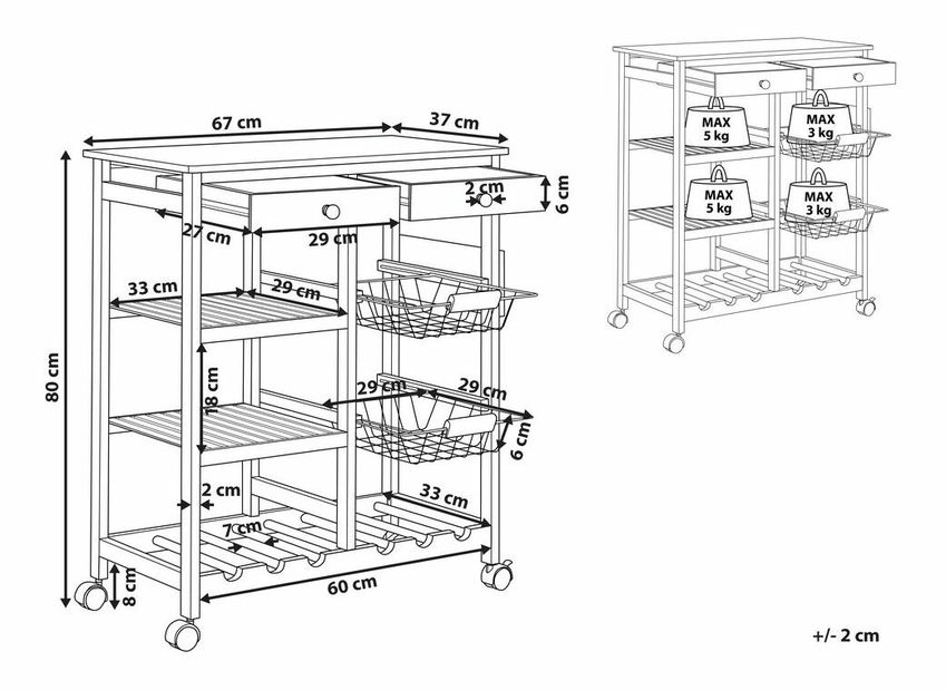 Servírovací stolek Morza (světlé dřevo)