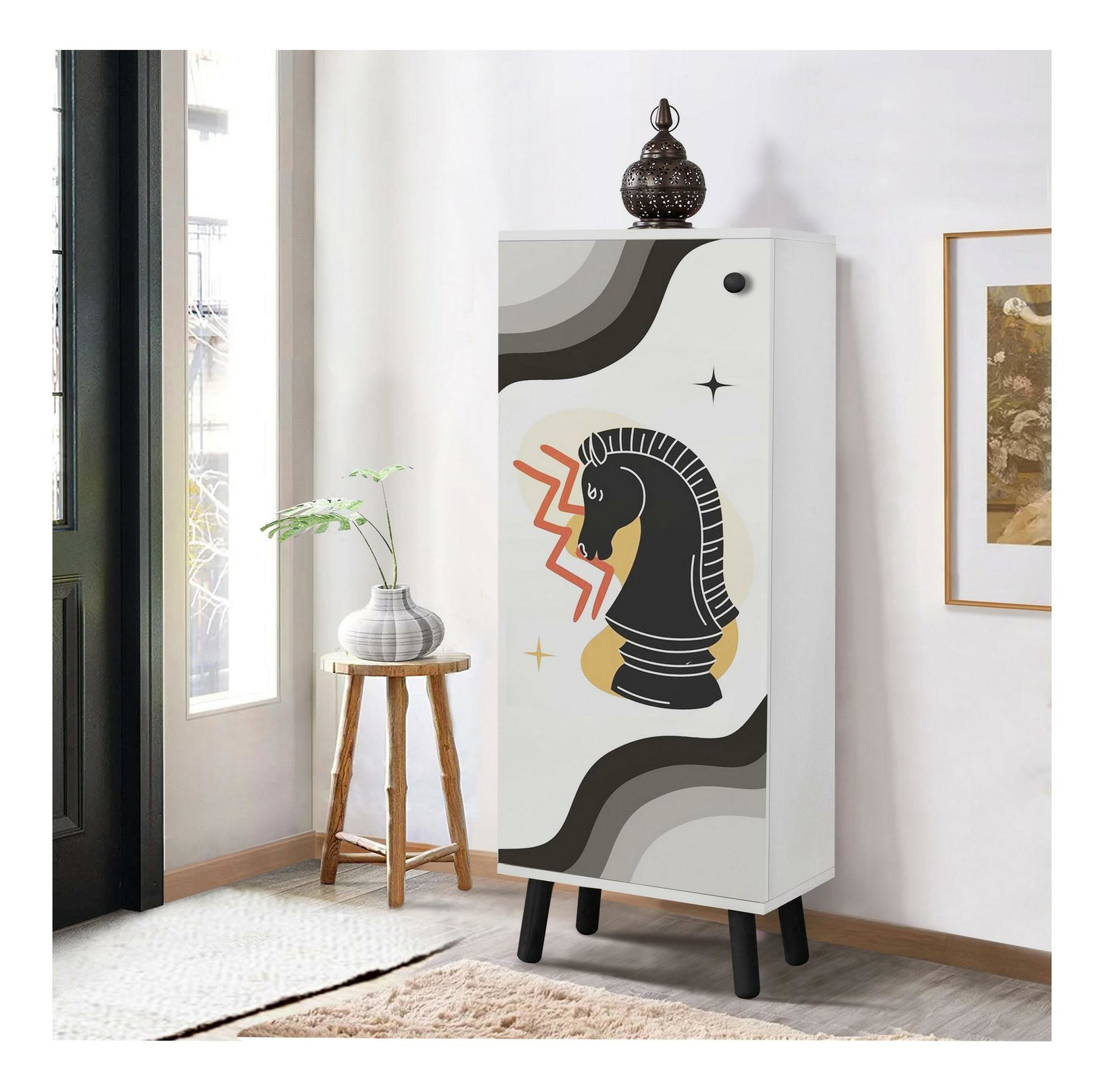 Botník (skříňka na boty) Beside 26 (bílá + černá)