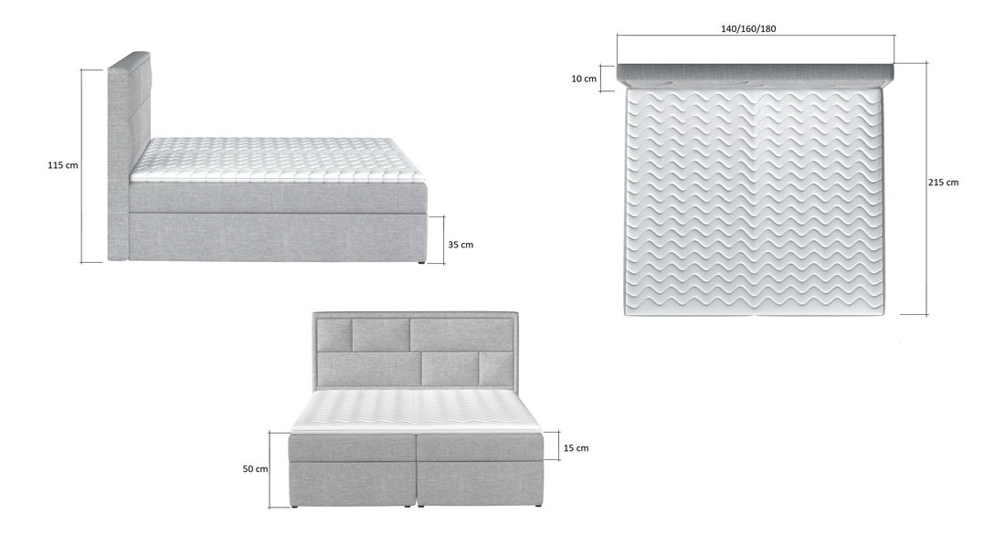 Boxspring postel 180 cm Menera (zelená)