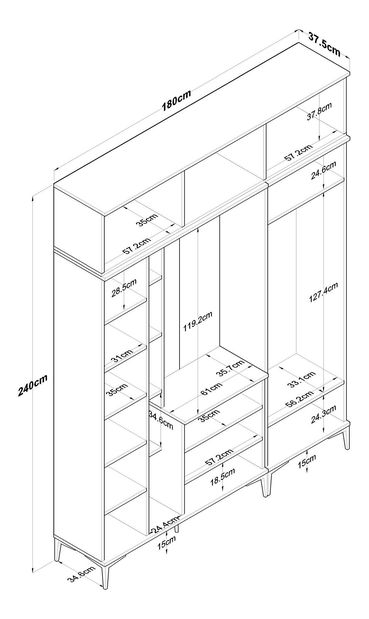 Předsíň Emily 21 (se zrcadlem) (ořech + bílá)