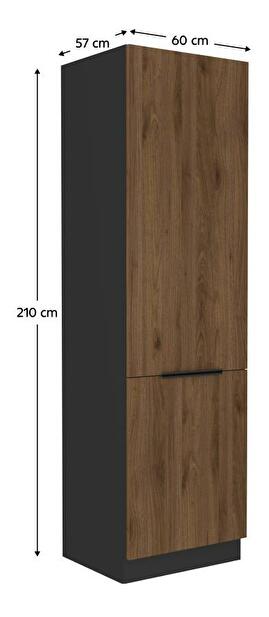 Kuchyňská skříňka na vestavnou chladničku Monzesa 60 LO 210 2F (ořech okapi + černá)