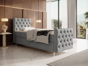 Jednolůžková postel 80 cm Clinton Bonell (šedá) (s roštem, s úl. prostorem)