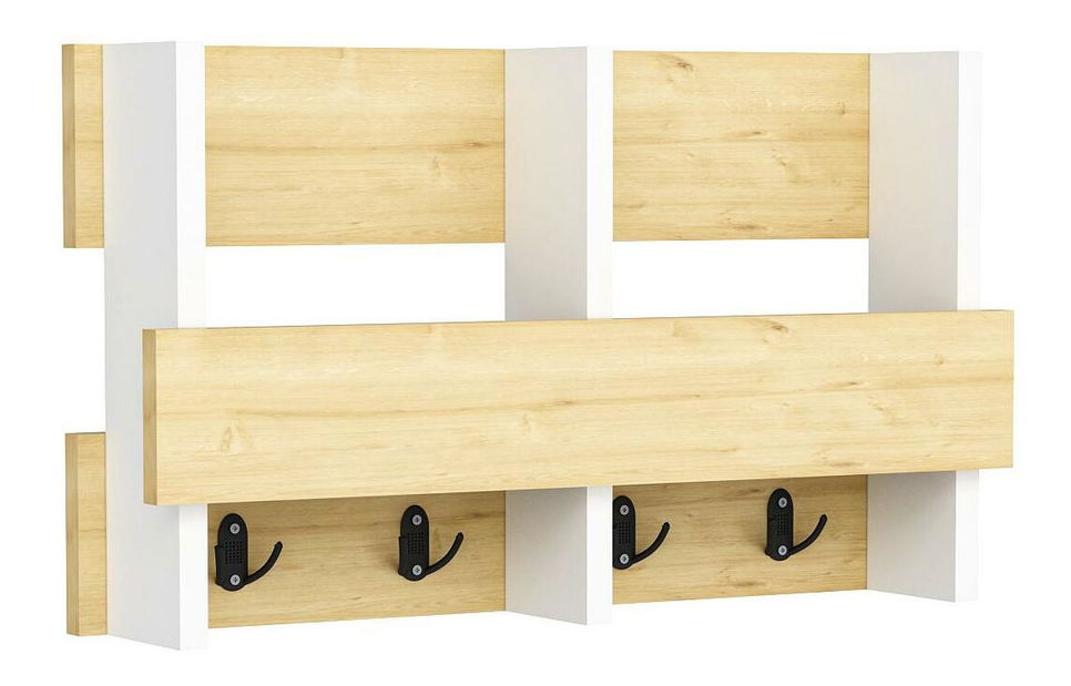 Věšákový panel Sutete (dub safírový + bílá)