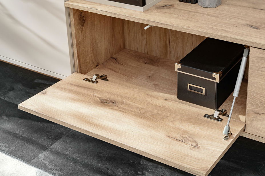 Obývací stěna Care (dub vikingský + kašmír) (s osvětlením)