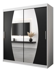 Šatní skříň 180 cm Eclipse (bílá matná + černá matná)