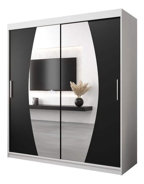 Šatní skříň 180 cm Eclipse (bílá matná + černá matná)