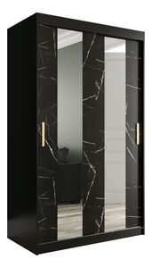 Šatní skříň 120 cm Marbelo P (matná černá + černý mramor)