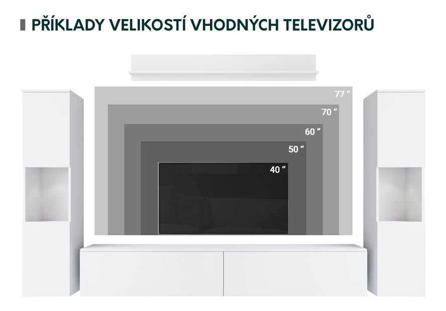 Obývací stěna Nova XL (dub wotan + bílý lesk) (bez osvětlení)