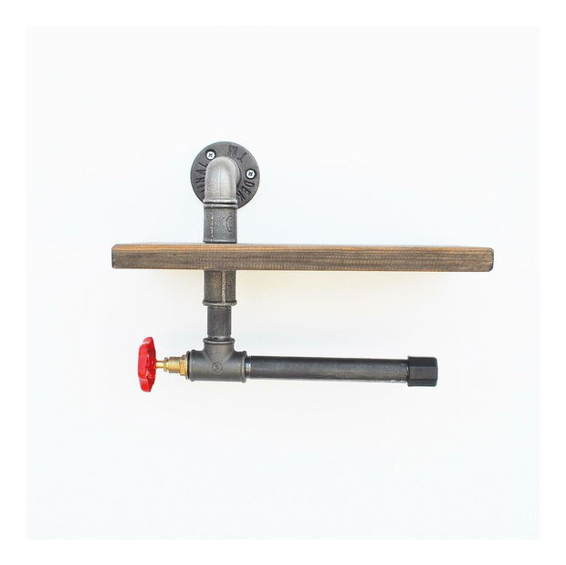 Nástěnný držák na toaletní papír Mapeno 10 (ořech + černá)