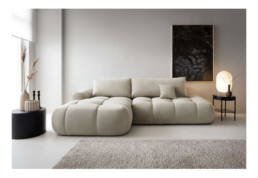 Rohová sedací souprava Ombre (L) (světlobéžová + černá)