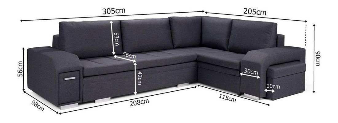 Rohová sedací souprava Aja (šedočerná) (L)