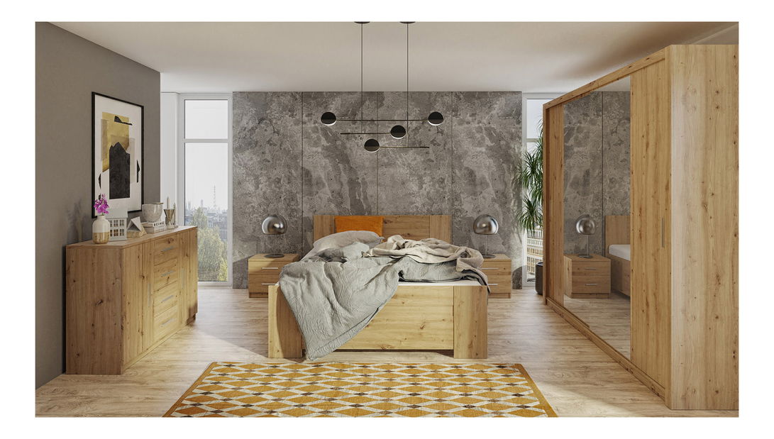 Šatní skříň Bonaparte SZ220 (dub artisan) (se zrcadlem)