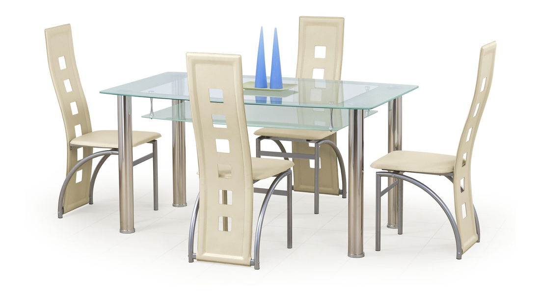 Jídelní stůl Carola mléčná (pro 6 osob) (mléčné sklo)
