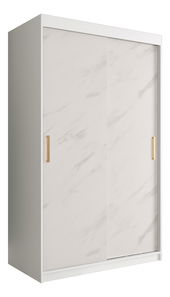 Šatní skříň 120 cm Marbelo T (matná bílá + bílý mramor)