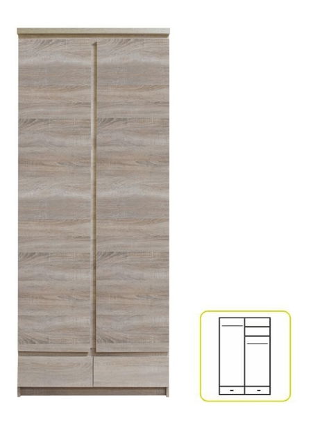 Šatní skříň Punkto Typ 01 2D2S